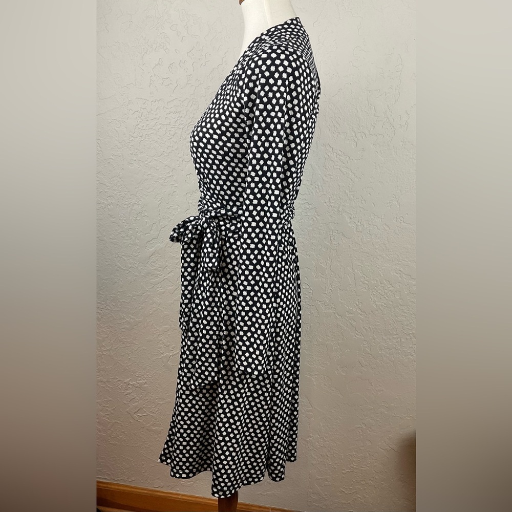Banana Republic Long Sleeve Black White Polka Dot Wrap Dress Size XS - Picture 3 of 13